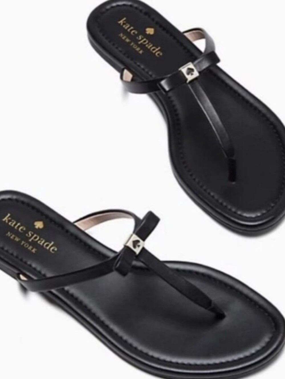 Kate Spade Peplum Black Leather Flat Sandals sz 9